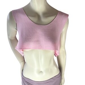 Simple Pink Ultra Crop Baggy Tank Top Raw Edge Y2K Balletcore Athleisure OS